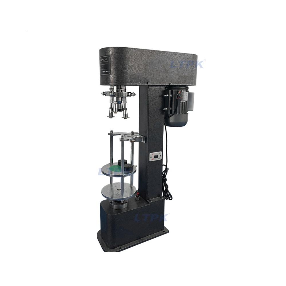 semi automatic water juice wine bottle metal aluminum cap locking screw capping machine