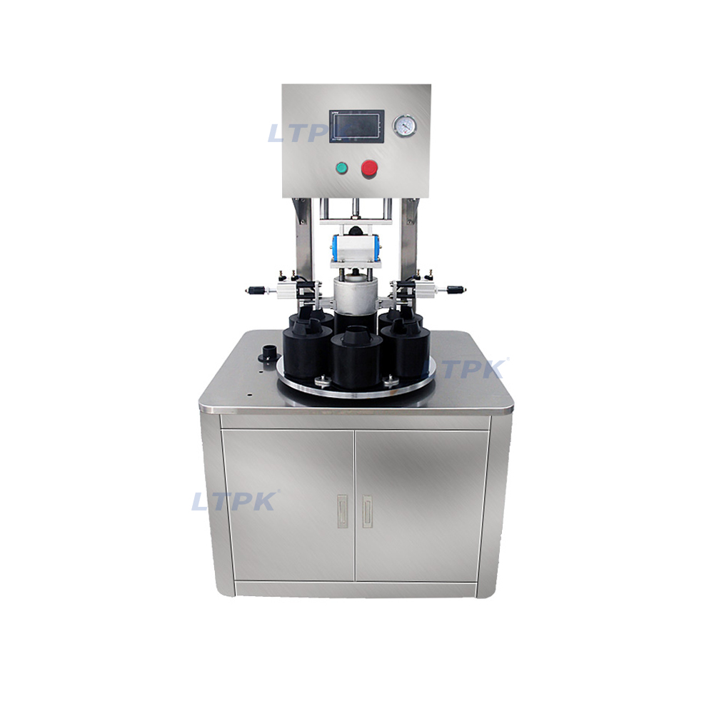Semi automatic six station vacuum capping machine for glass bottles